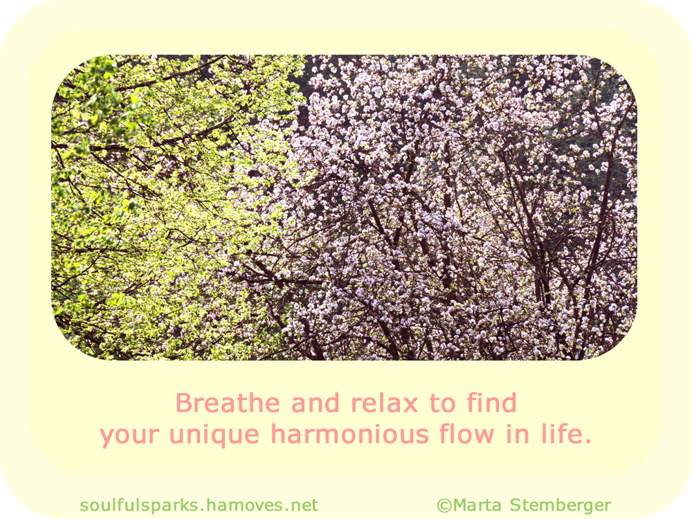 "Breathe and relax to find your unique harmonious flow in life."