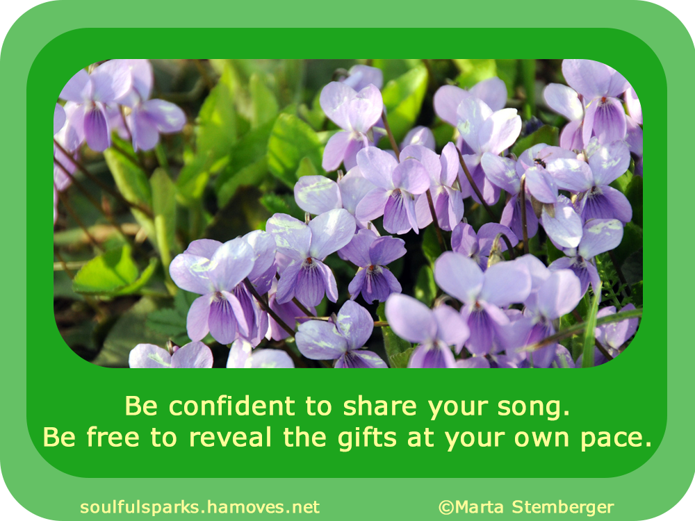 Be confident to share your song. Be free to reveal the gifts at your own pace.